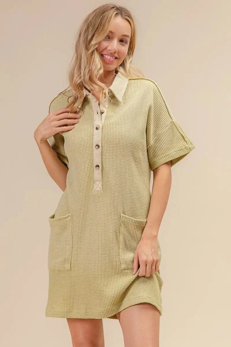 BiBi Dip Dye Mineral Washed Knit Dress for Casual Style - Love Salve